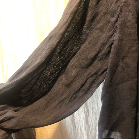 We the Free navy blue smocked neckline peasant cotton blouse bohemian style S - Picture 5 of 9